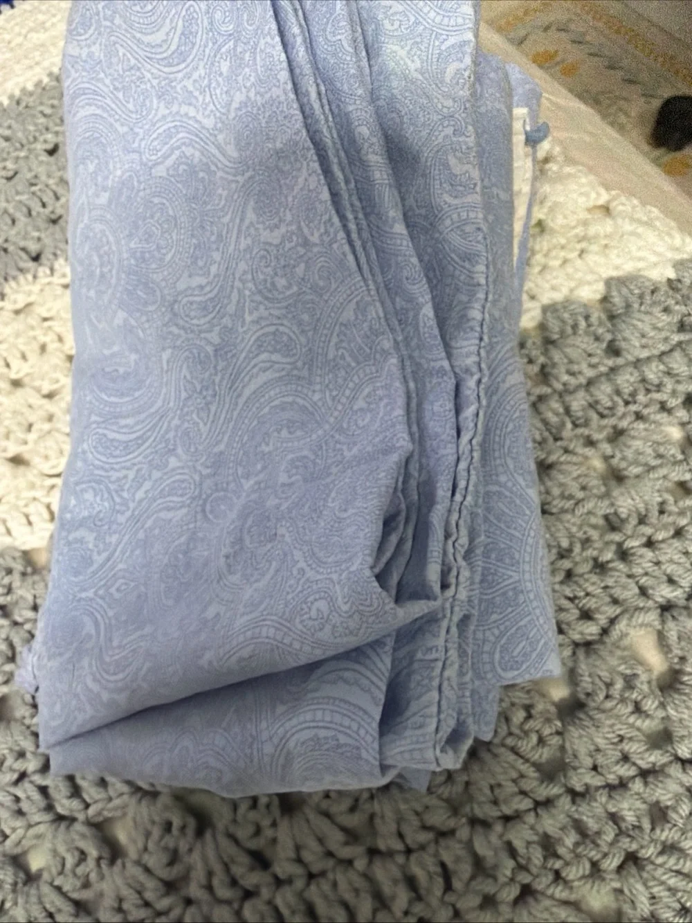 Lauren Ralph Lauren Pale Blue Paisley std pillowcase white band 100% Cotton USA